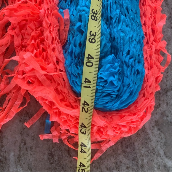Steve Madden infinity scarves with fringe.  
Vibrant orange and teal - Picture 4 of 4
